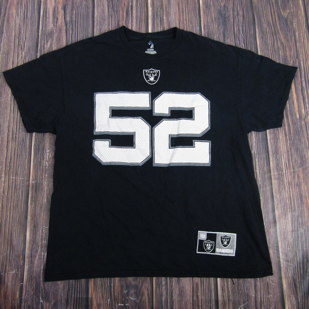 Oakland Raiders Shirt Mens XL Black NFL Football Khalil Mack 52 Tee Majestic
